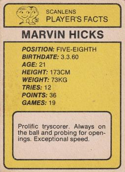 1981 Scanlens #145 Marvin Hicks Back